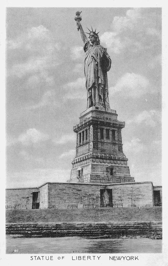 Illustration for: Statue of Liberty, New York City, postcard from the 1940s.
