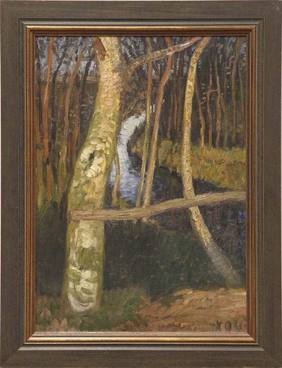 Otto Modersohn - Birken am Moorgraben - Image du cadre