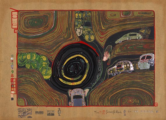 Friedensreich Hundertwasser - 2 Bll. aus der Kassette Regentag