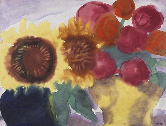 Emil Nolde - Sonnenblumen mit Pfingstrosen