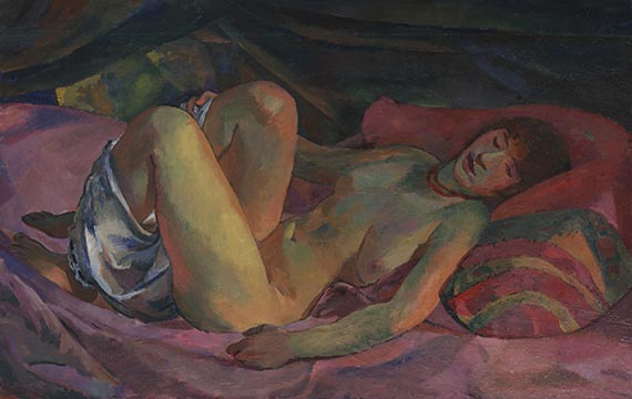 Albert Weisgerber - Weiblicher Akt auf rotem Divan