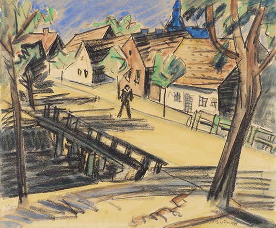 Hermann Max Pechstein - Große Mühlengraben-Brücke (Leba)