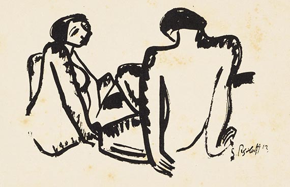  Konvolut - 9 Postkarten, teils mit Motiven von Karl Schmidt-Rottluff, an den Künstler selbst und Ernst Beyersdorff - Autre image