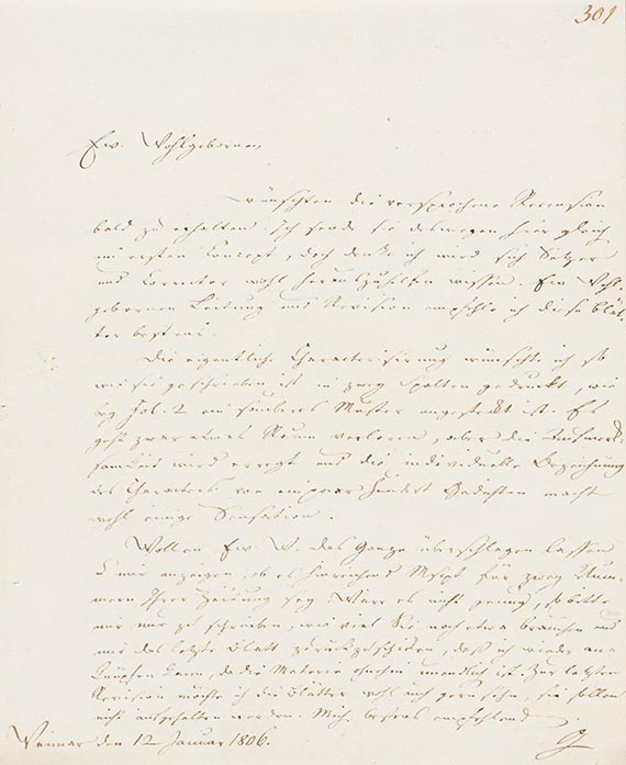 Johann Wolfgang von Goethe - G 20: Brief von Schreiberhand an H. C. A. Eichstädt. 1 S. 1805