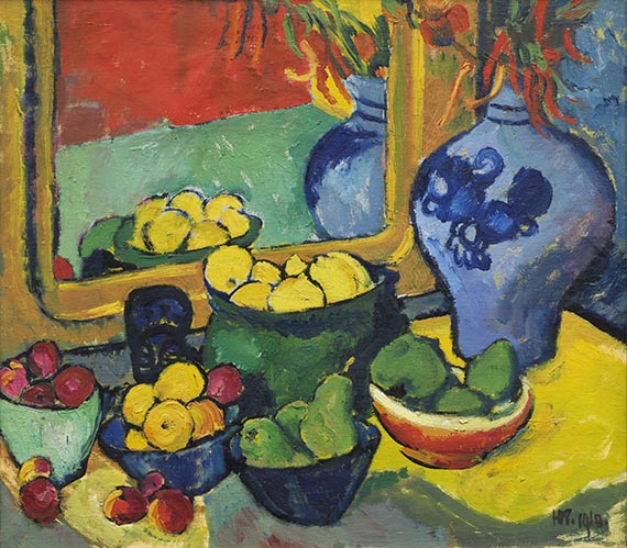 Hermann Max Pechstein - Inder und Frauenakt / Früchte (Rückseite) - Autre image