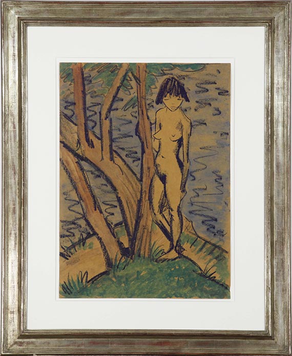Otto Mueller - Stehendes Mädchen vor Bäumen - Image du cadre