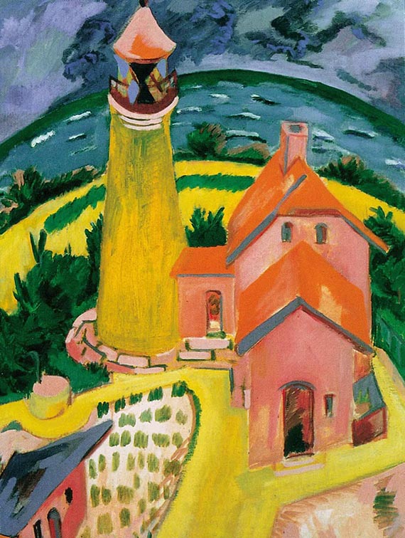 Illustration  for: Ernst Ludwig Kirchner, Leuchtturm Staberhuk, Fehmarn, 1912, oil on canvas, Carnegie Museum of Art, Pittsburgh.