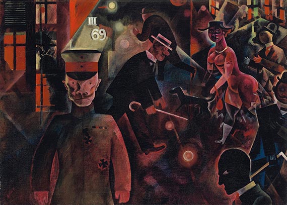 Illustration for: George Grosz, Gefährliche Straße, 1918, oil on canvas, private collection. © VG-Bild-Kunst, Bonn 2025