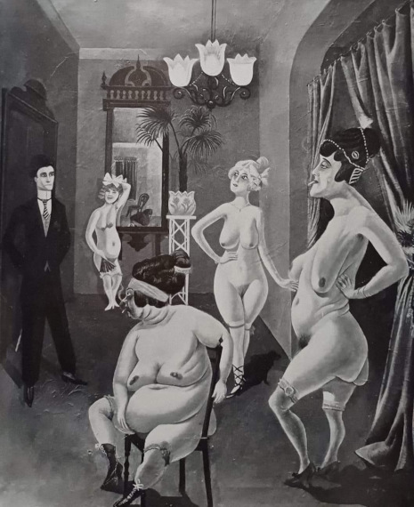 Illustration  for: Otto Dix, Salon II, 1921, oil on canvas, whereabouts unknown.