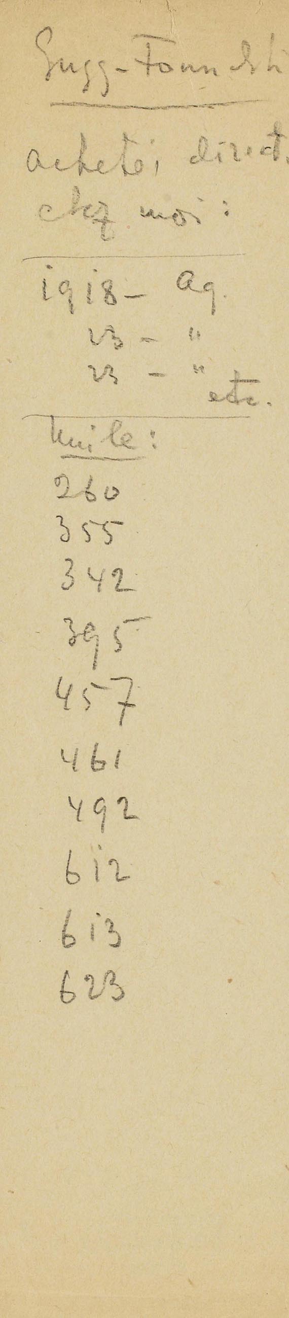 Illustration  for: Vasily Kandinsky, hand-written list of works, incl. "Behauptend" [355], circa 1937, Bibliothèque Kandinsky, Centre Pompidou, Paris. © bpk / CNAC-MNAM, Fonds Kandinsky