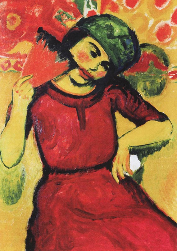 Illustration  for: Max Pechstein, Young Woman with red fan, 1910, oil on canvas, Neue Galerie, New York.