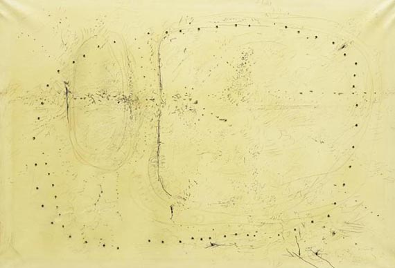 Illustration for: Lucio Fontana, Concetto spaziale (Spatial Concept), 1957, Ink and pencil on paper on canvas, Museum of Modern Art, New York. © Lucio Fontana by SIAE / VG Bild-Kunst, Bonn 2025