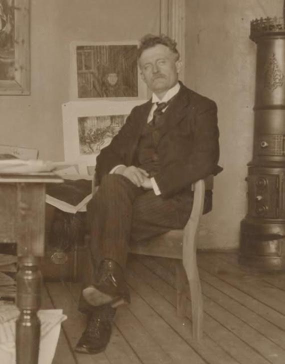 Illustration for: Edvard Munch at Grimsrød Manor on Jeløya, circa 1915.