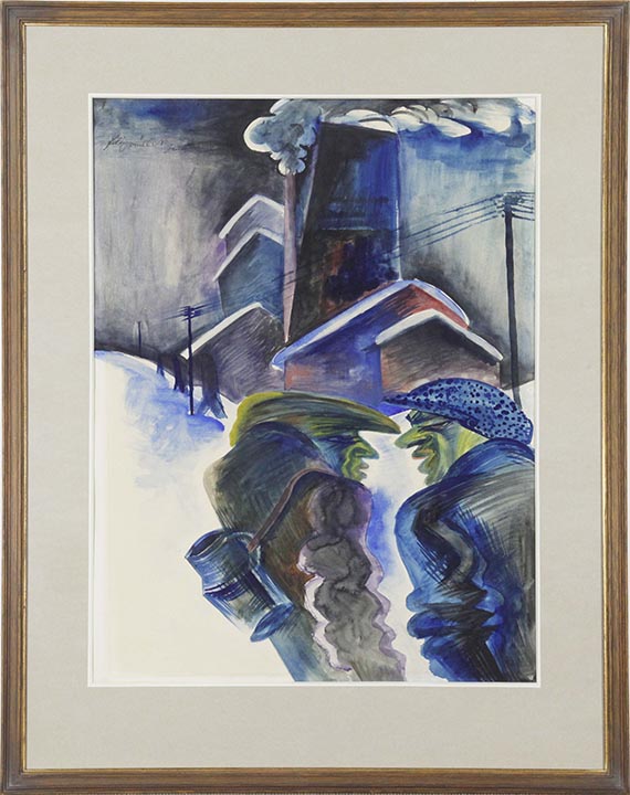 Conrad Felixmüller - Vor der Zeche - Image du cadre