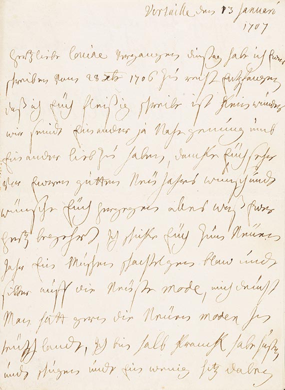 Elisabeth-Charlotte von der Pfalz - Eigh. Brief m. U. an Louise Raugräfin zu Pfalz