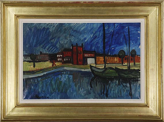Erich Heckel - Schiffe im Kanal - Image du cadre