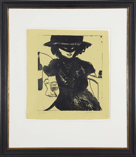 Ernst Ludwig Kirchner - Gerti mit Maske und Weinglas - Image du cadre