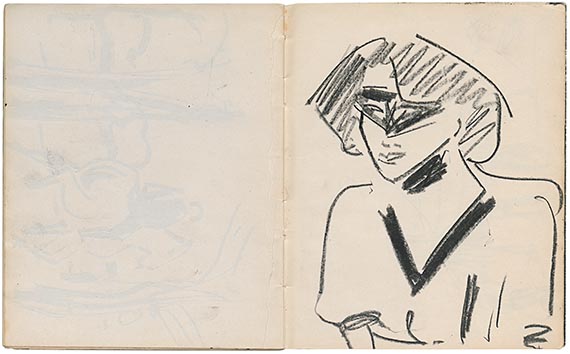 Illustration  for: E. L. Kirchner, Postkarte an Erich Heckel, 1910, farbige Kreiden, Altonaer Museum, Hamburg.