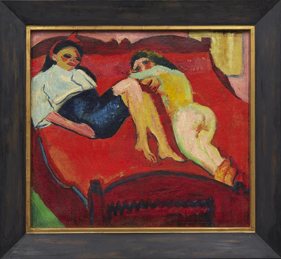 Hermann Max Pechstein - Zwei liegende Mädchen - Image du cadre