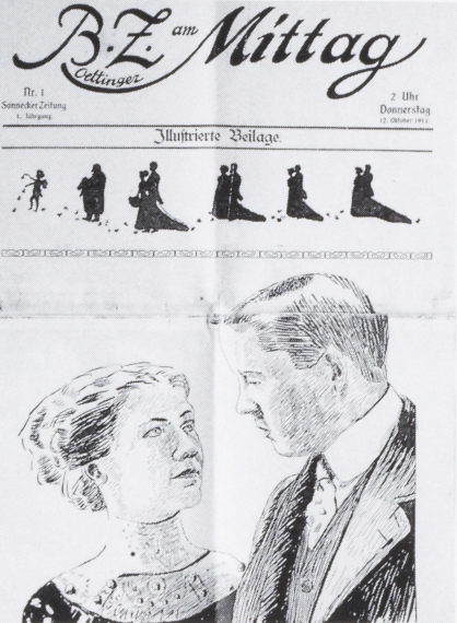 Illustration for: Template for “BZ am Mittag” (1965), wedding newspaper, 1911.