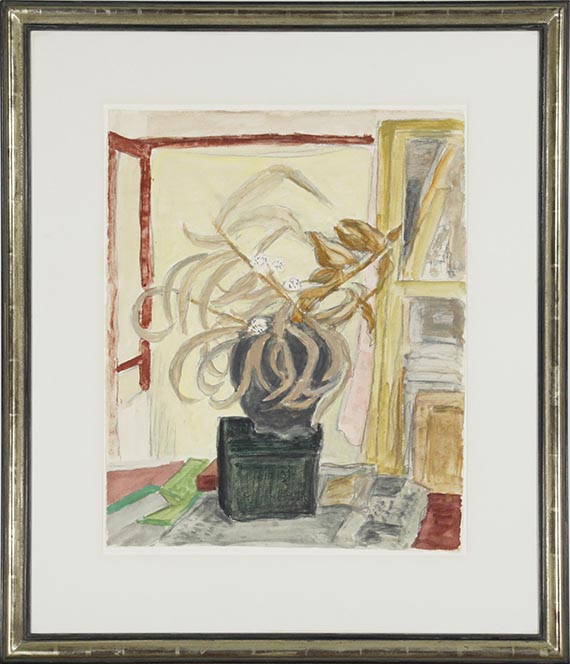 Erich Heckel - Eucalyptusblätter in schwarzem Topf - Image du cadre