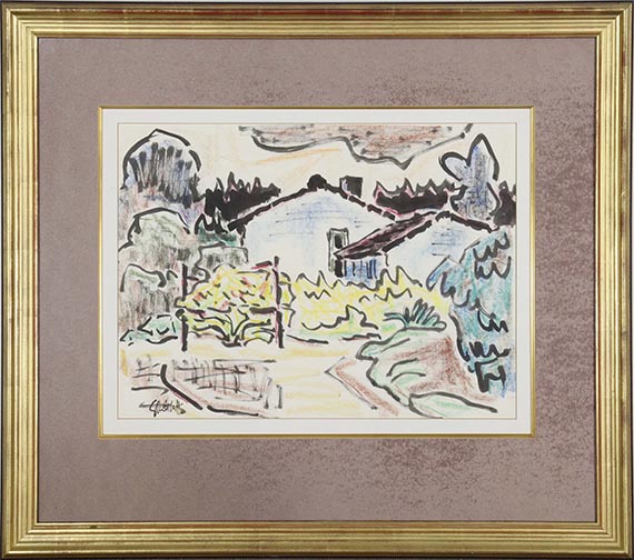 Karl Schmidt-Rottluff - Häuser hinter Gartenzaun - Image du cadre