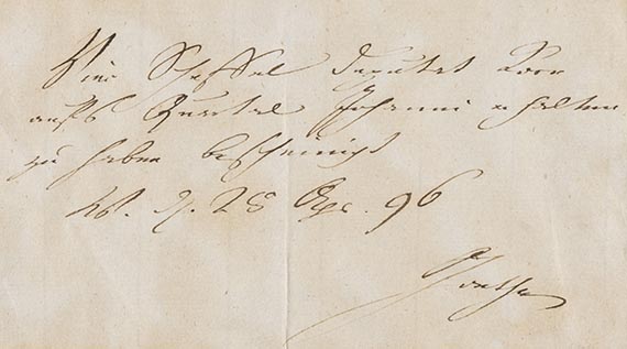 Johann Wolfgang von Goethe - Eigenhändiges Schriftstück