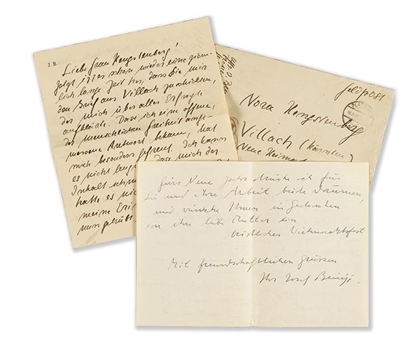 Joseph Beuys - 2 eigenh. Briefe an Nora Hengstenberg
