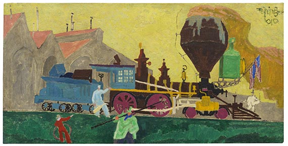 Feininger - Alte Amerikanische Lokomotive