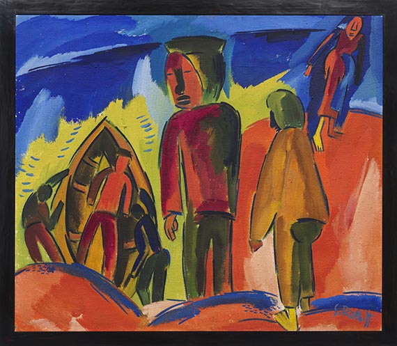 Karl Schmidt-Rottluff - Fischer auf der Düne - Image du cadre